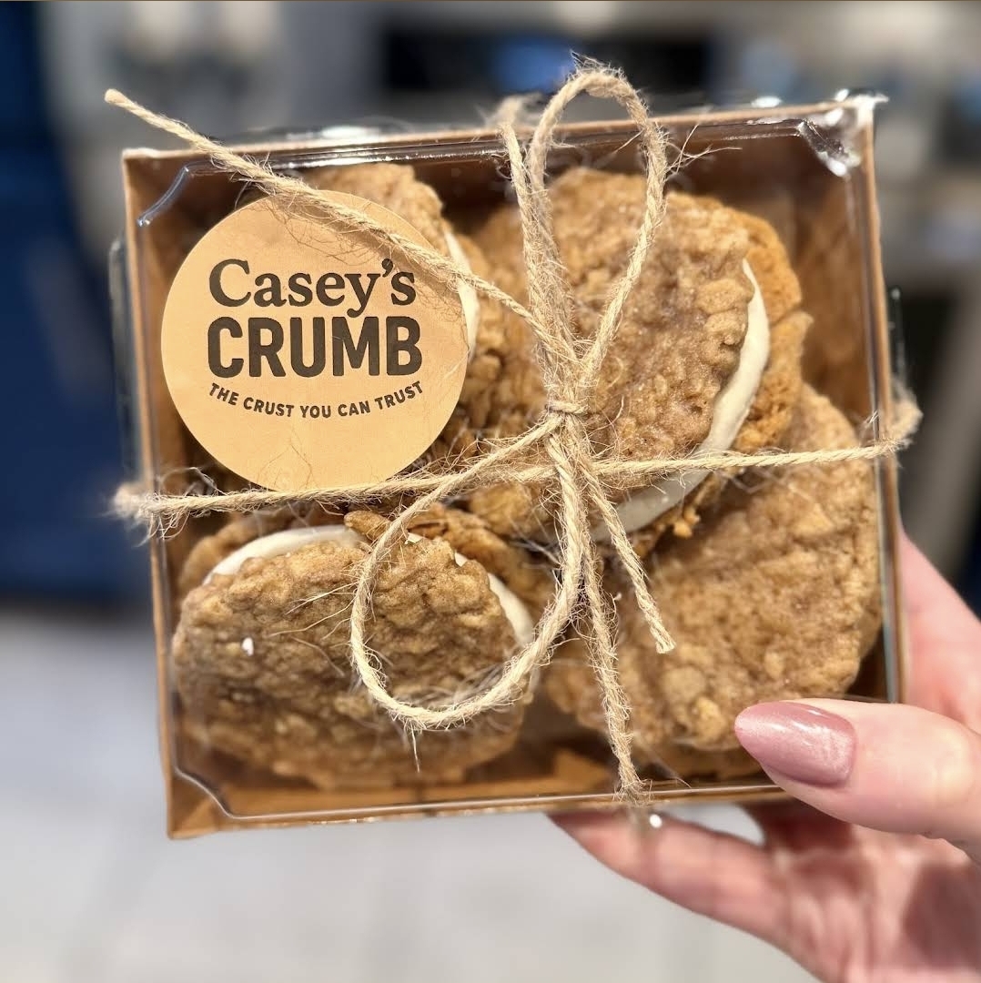 Boxed oatmeal cream pie cookies tied with twine